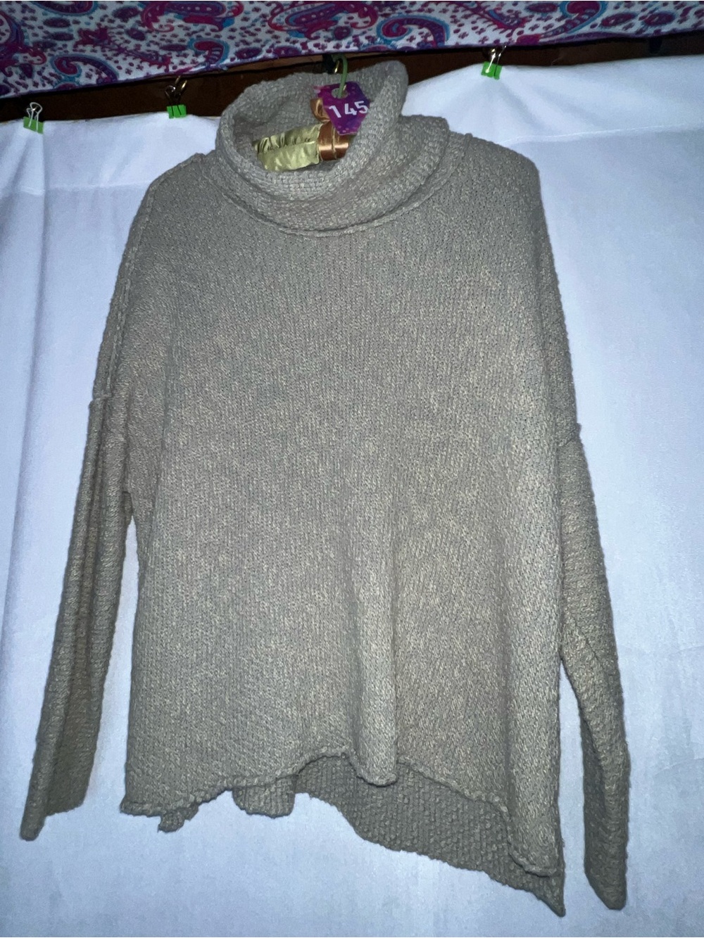 Easel Oversized Small Green Cotton Sweater PTP 24”